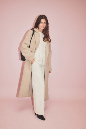 NA-KD Pantalon en maille torsadée - Pantalons en maille - Beige - S (EU 34-36)