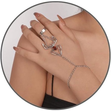 Spindelhandkedja armband för kvinnor flickor, spindelfinger ring armband slavkedja handsele armband spindelring armband för fest halloween