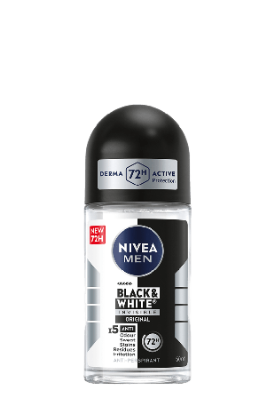 NIVEA Antiperspirant Deo Black & White Original Roll On 50 ml MEN Herr