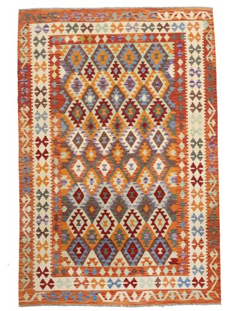 Kelim Afghan Old Style Matta 203X297 Brun/Mörkröd Ull, Afghanistan