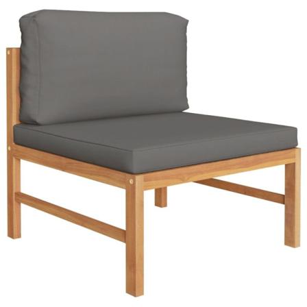 Vidaxl Loungeset För Trädgården Med Mörkgråa Dynor 2 Delar Teak Grå