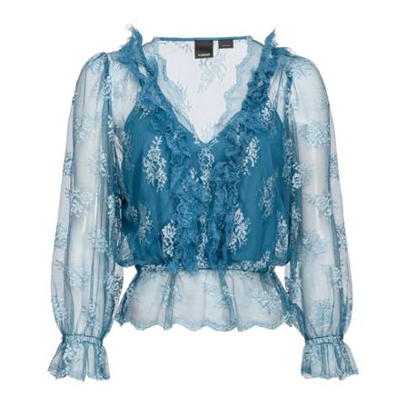 Pinko Daniela Lace Blouse , Blauw , Dames , Maat: 3XS
