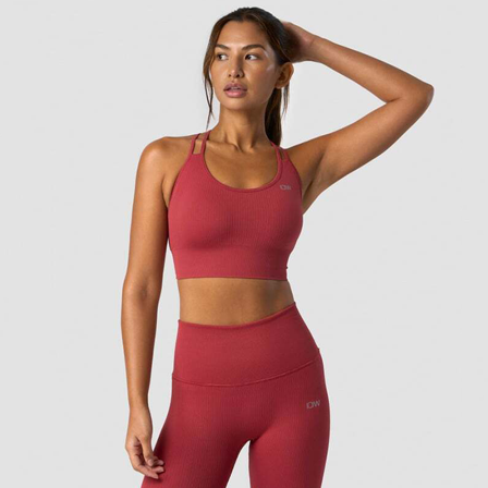 ICANIWILL Ribbed Define Seamless Sports Bra, Autumn Red