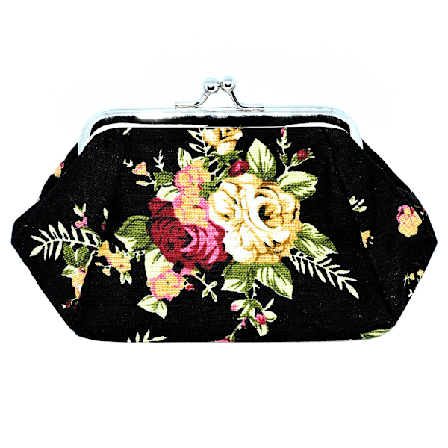 Svart Blommig - Portmonnä [Medium]