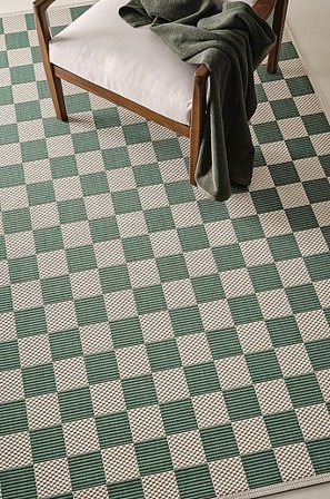 Jotex - Udendørs Tæppe Polypropylen Grøn Ternet MAURA Køb Udendørstæpper hos Jotex