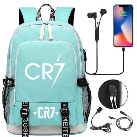 Cr7 Ryggsäck Ungdom, Laptop USB-Laddning, Multifunktionell Vattentät Skolväska Kapacitet Ryggsäck Mochilas