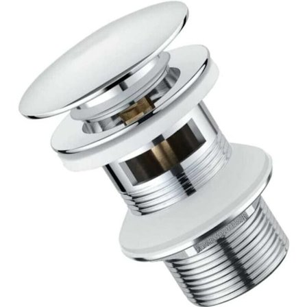 Avfallsset för tvättställ och handfat med överfyllnad, gängad anslutning 1 1/4, krompläterat avfallsset med överfyllnadsskydd