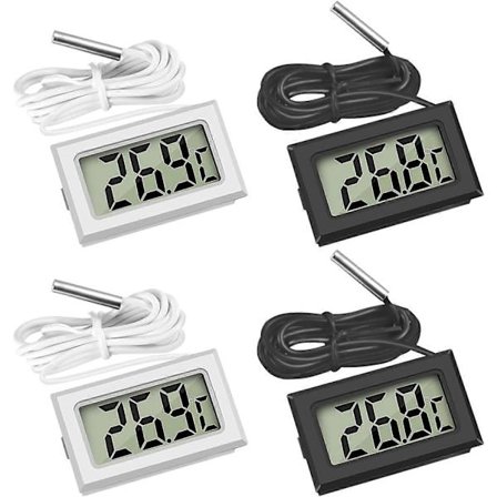 Mini Digital LCD Termometer Temperatur med Temperaturprobgivare Testare för Kylskåp Frysar Akvarium (Vit*2+Svart*2) [DB]