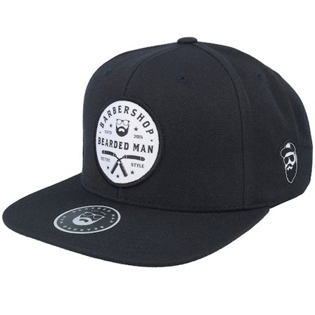 Bearded Man - Preto snapback Boné - Barber Shop Retro Style Black Snapback @ Hatstore