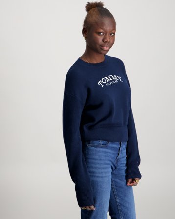 Tommy Hilfiger TOMMY SWEATER Blå Genser Jente - Kids Brand Store