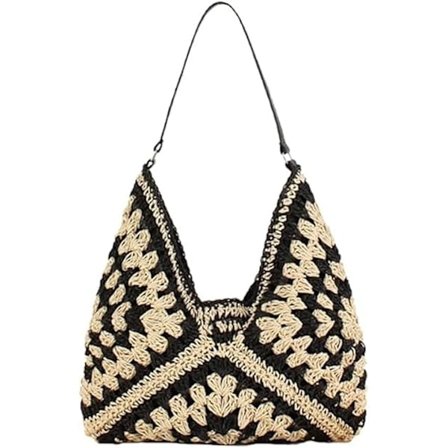Stor Dame Crossbody Taske Sommer Raffia Taske Dame Stråtaske Sommer Strandtaske Tote Taske Hæklede Vævede Tasker