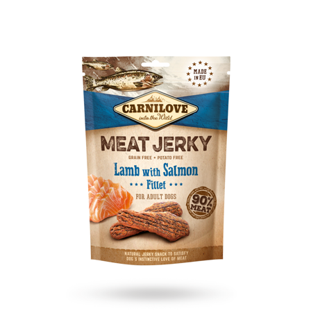 Carnilove Jerky Lamb with Salmon Fillet 100g - Matskål, hundgodis & tuggisar