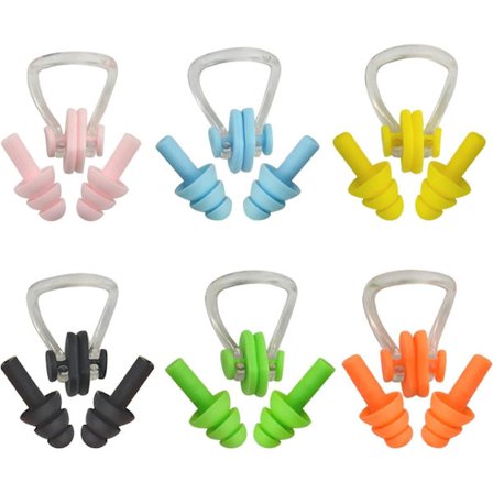 6 sæt silikone næsepropper svømning næseklemmer ørepropper øre- og næsebeskytter egnet til børn og voksne