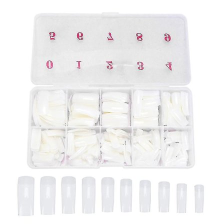 1 eske med 500 stk halvdekkende falske neglspisser lapper kunstige negl klistremerker manikyr klistremerker (naturlig farge)