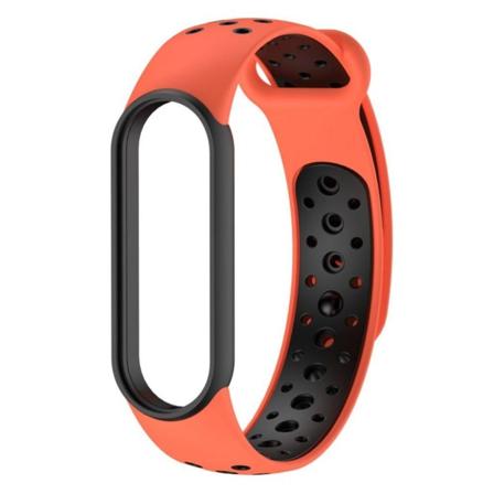 Xiaomi Mi Band 5 tvåfärgad silikon klockarmband - orange / svart Orange