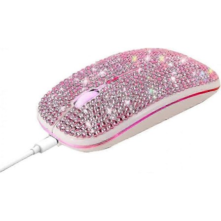 2025 Uusi Bling Häikäisevä Ladattava 2,4 GHz+5,2 Bluetooth Langaton Hiiri Peitetty Kristallitimantti Strassilla, RGB-taustavalaistu, Loistava 