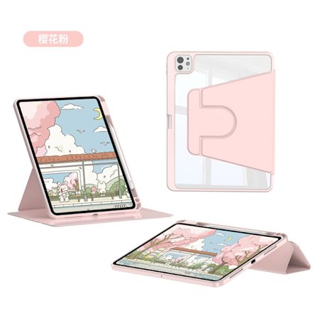Fodral för iPad 2025 Edition 11" Roterande Tri Fold Sakura Rosa Rem
