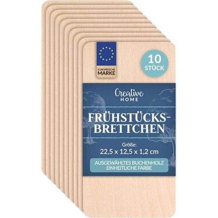 Sæt med 10 Skærebrætter Træ Creative Home Apero | Køkken | Naturligt Træ | 22,5 x 12,5 x 1,2 cm