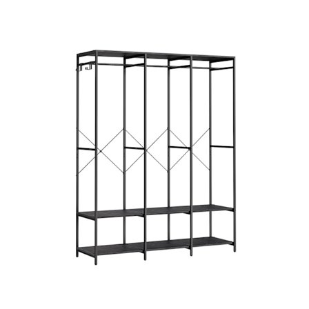 avoin vaatekaappi, vaateteline, takkiteline, 40 x 141 x 180 cm, eebenpuunmusta