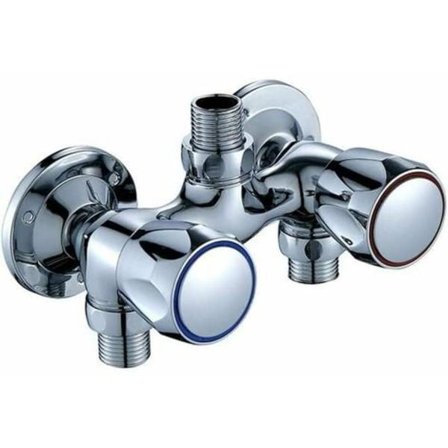 Modern Duscharmatur i Mässing för Badrum Kallt och Varmt Vatten, Väggmonterad Blandare med Kromkontrollbrytare