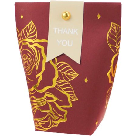 50 stk. Papirslikæsker, søde bryllupsfavoritæsker, gaveposer til fester, kreative papiræsker til godbidder Rød