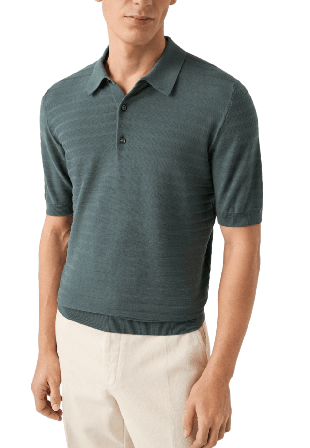 Eton Randig Piké Tröjor Herr Grön L