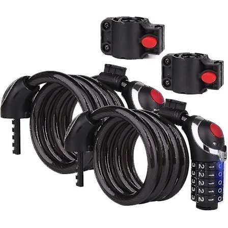 Sykkellås, Scooter, Motorsykkel, Kabel- og Kjede-Lås, 0,5"/12mm Diameter