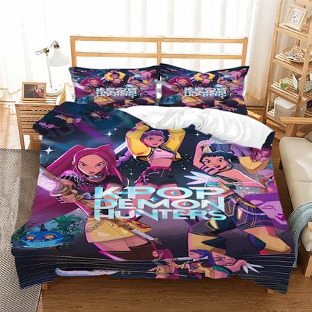 Anime Dynetrekksett 140*200cm Demon Hunter Mikrofiber Dynetrekk Putetrekk Sengetøy for Gutter Jenter Gave