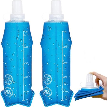 2-pak 500 ML Bløde Flasker, TPU Foldbare Løbevandflasker, Udendørs Sports Hydreringsflaske, blød vandflaske til væskevest