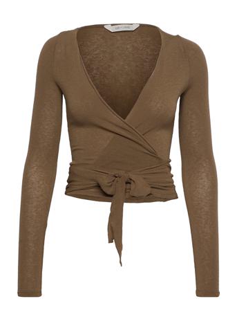 Anne L/S Wool Wrap Top Brown Gai+Lisva