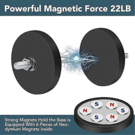 Gummibelagda Magneter, 22LBS Neodym Magnetbas med M6 Gängad Magnet med Bultar och Muttrar, Starka Magneter Håller 12ST