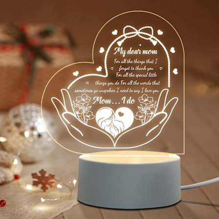 Mors Dag Presenter till Mamma - Morsdagspresenter, Födelsedagspresent till Mamma, Morsdagspresenter till Thanksgiving, Jul, - Akryl Nattlampa