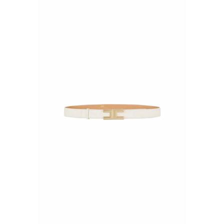 Elisabetta Franchi Iconic Bælte with gold buckle Hvid, Dame Bælter, Størrelse: XS