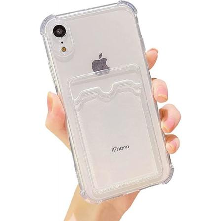 Stöttåligt Skal Med Kortfack Iphone Xr Transparent