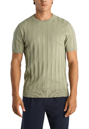 Lindbergh Knitted crew neck T-shirt Överdelar Herr Grön M
