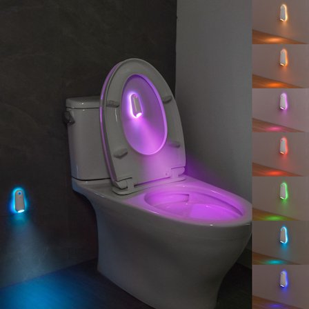 Bevægelsessensor Toilet Natlampe 7 Farveskiftende LED-lampe Til Badeværelsesindretning Automatisk Belysning Energibesparende 2-pak