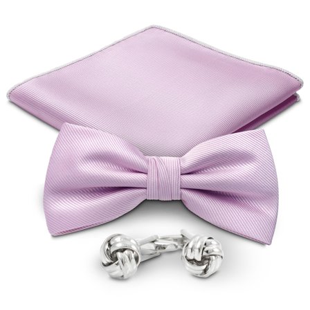 Light Violet and Silver-Tone Suit Accessory Set for Men - Bow Tie Sets