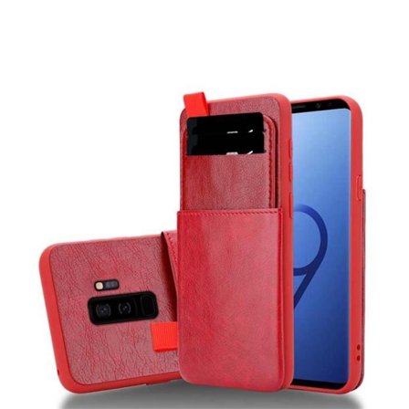 Fodral för Samsung Galaxy S9 PLUS Etui i KIRSCHRÖD Hölster Skydd Silikon TPU läderliknande beläggning