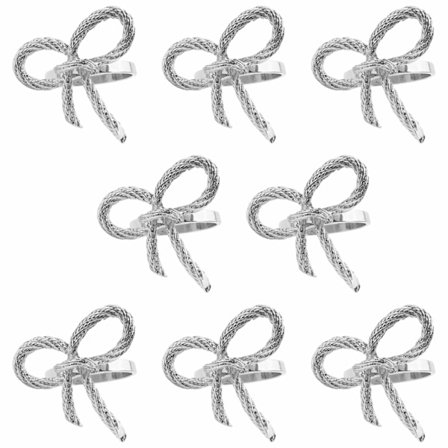 Set av 8 Nyår Bowknot servettringar hållare för bröllop servetter Ring Party