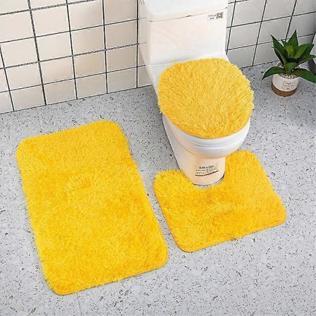Badrumsmatta Hushållsartiklar Enfärgad 3-delars Badrumsmatta Set Badrum Toalettmatta Halkfri Matta Enfärgad Badrum Toalett Golvmatta Badrum A