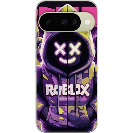 Kompatibelt Mobilskal till Google Google Pixel 10 Färgstark Roblox-inspirerad huvtröjskaraktär med neonfärger och mask, digital spelillustration p
