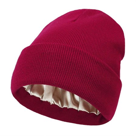 Unisex satinforet anti-statisk hue til kvinder vinter silke foring slouchy varm cuffed skullies udendørs hue