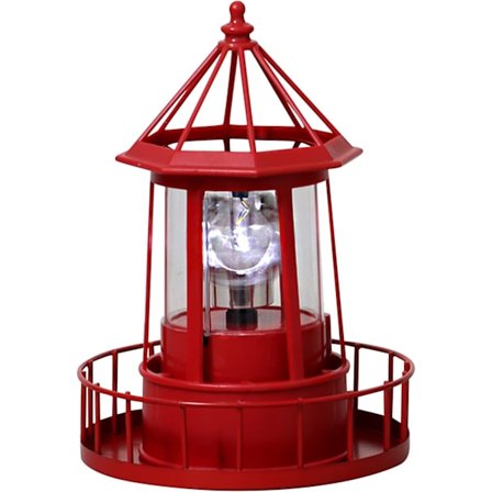 360 Graders Roterende Blinkfyr, LED Roterende Solcellelamper til Haven, Vandtæt Blinkfyr-lampe (Rød)