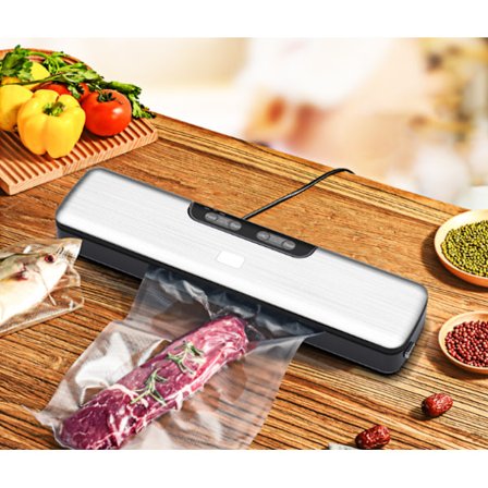 Vakuumforsegler, inkludert skjult posekutter og 10 vakuumposer for mat