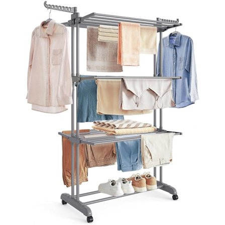 Utfällbar tvättställning med hjul och fyra nivåer - Grå