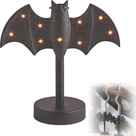 Glitter Fladdermus Ljusstake, Halloween Ljusstake Centerpiece med LED-blixtlampa, Gotisk Fladdermus Ljusstake Eldstadsdekoration