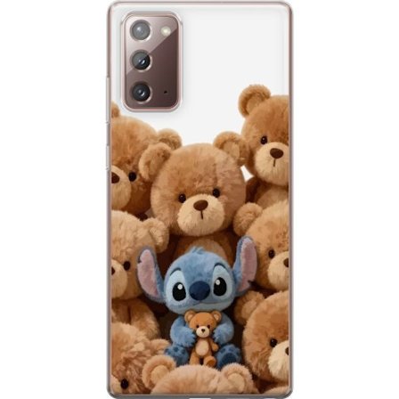 Kompatibel Mobilcover til Samsung Samsung Galaxy Note20 Sød og sikker illustration med Stitch omgivet af bamser, der skaber en varm og legende følel