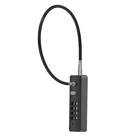 Stållåskabel 4-siffrig kombinationslås för cykel, skåp, staket, förvaringsskåp, svart