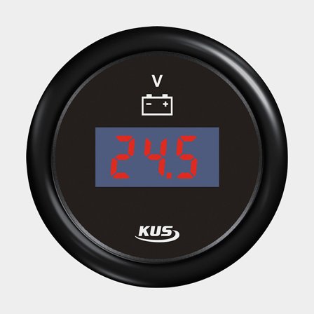 Digital voltmätare KUS, imfri, Ø52 mm, 12 V / 24 V, svart, 9 - 32V
