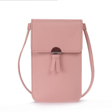 Rosa dame skuldertaske lille touch screen telefon taske, sød PU læder crossbody taske til kvinder